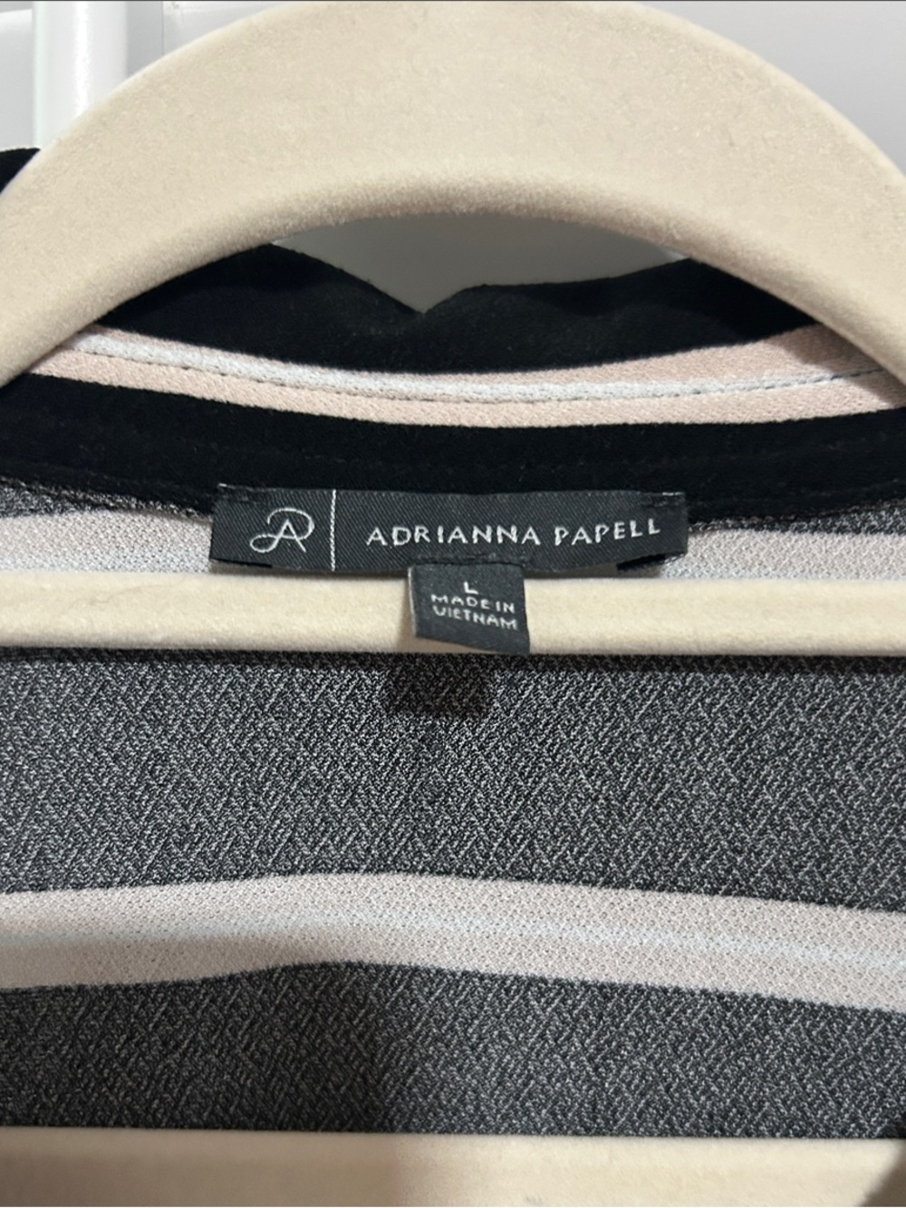 Adrianna Papell Black and Cream Striped Button-Front Blouse - Picture 3 of 5